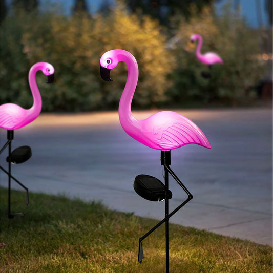 Lampes solaires de jardin flamant rose – Décoration extérieure festive (1 pièce/3 pièces)